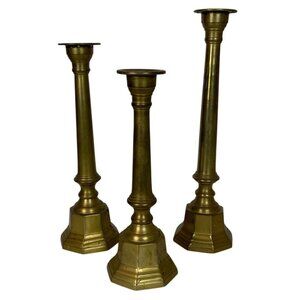 Vintage Brass Candlestick Holders Set Of 3 Graduated Heights Made in India
